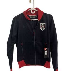 Under Armour Threadborne USA Women’s M Coldgear Full Zip Jacket Blue Red White
